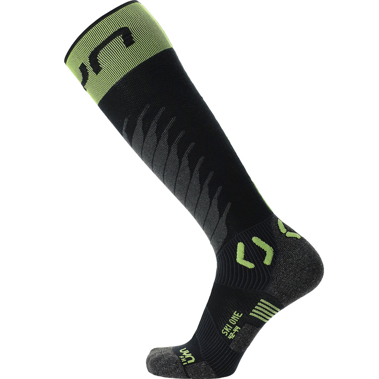 UYN Herren Skisocken ONE MERINO black/lime - 39-41