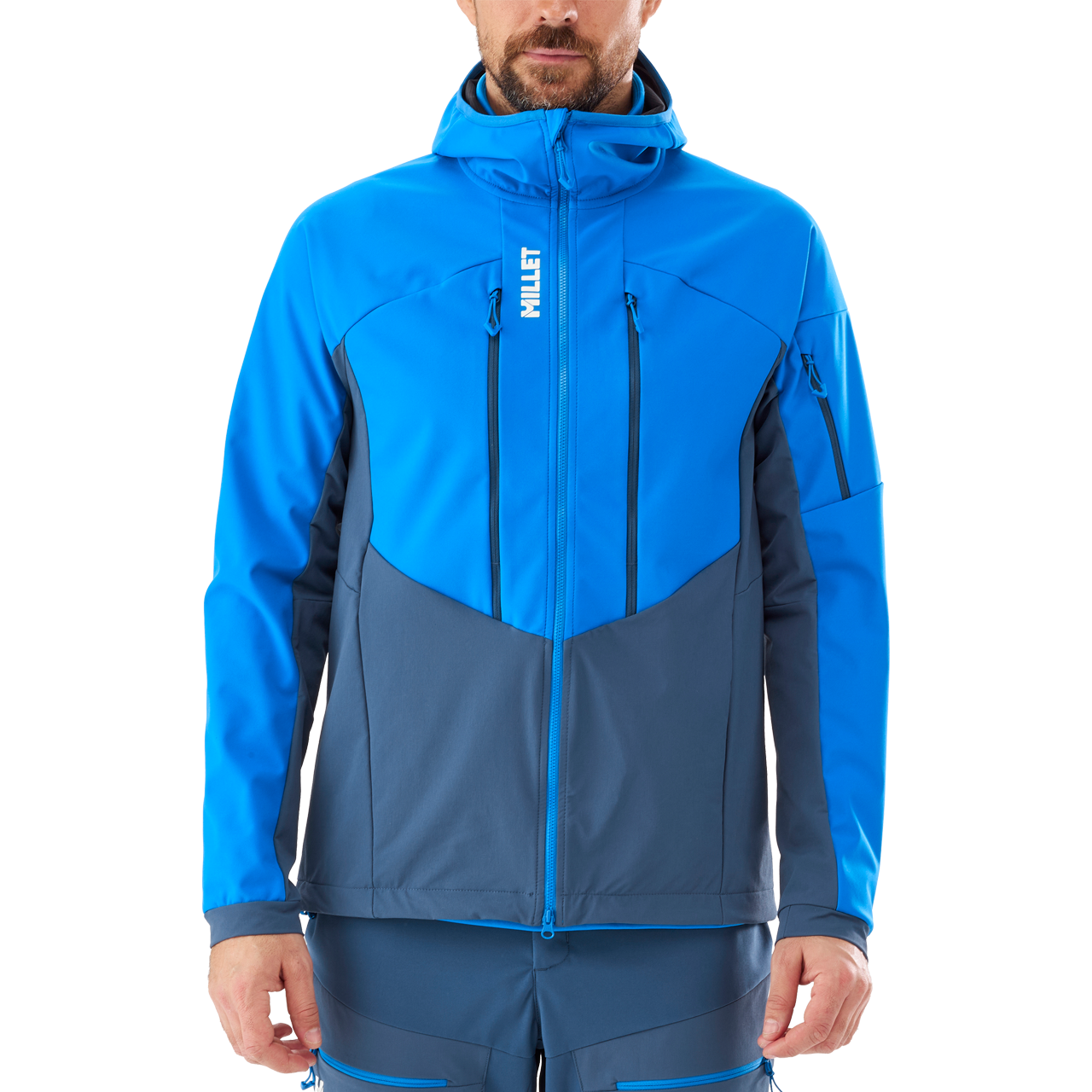 Millet Men Softshell Jacket WHITE SHIELD dark denim/icon blue | XSPO