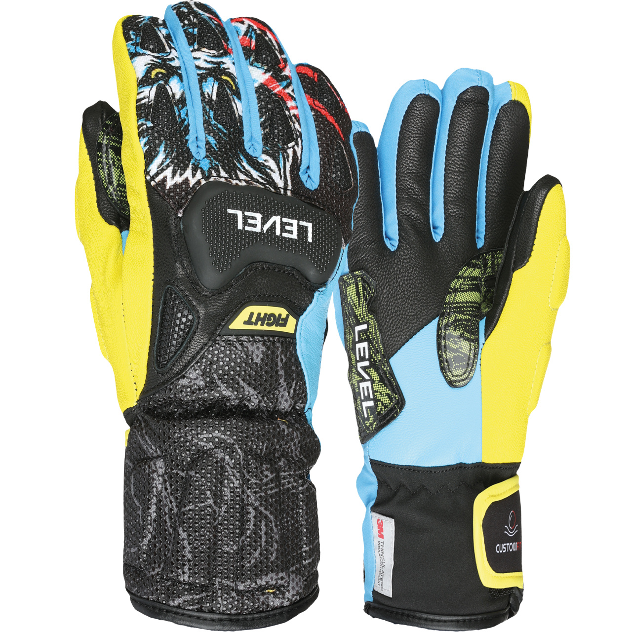 Level Kinder Skihandschuh SQ CF yellow/blue - 5,0