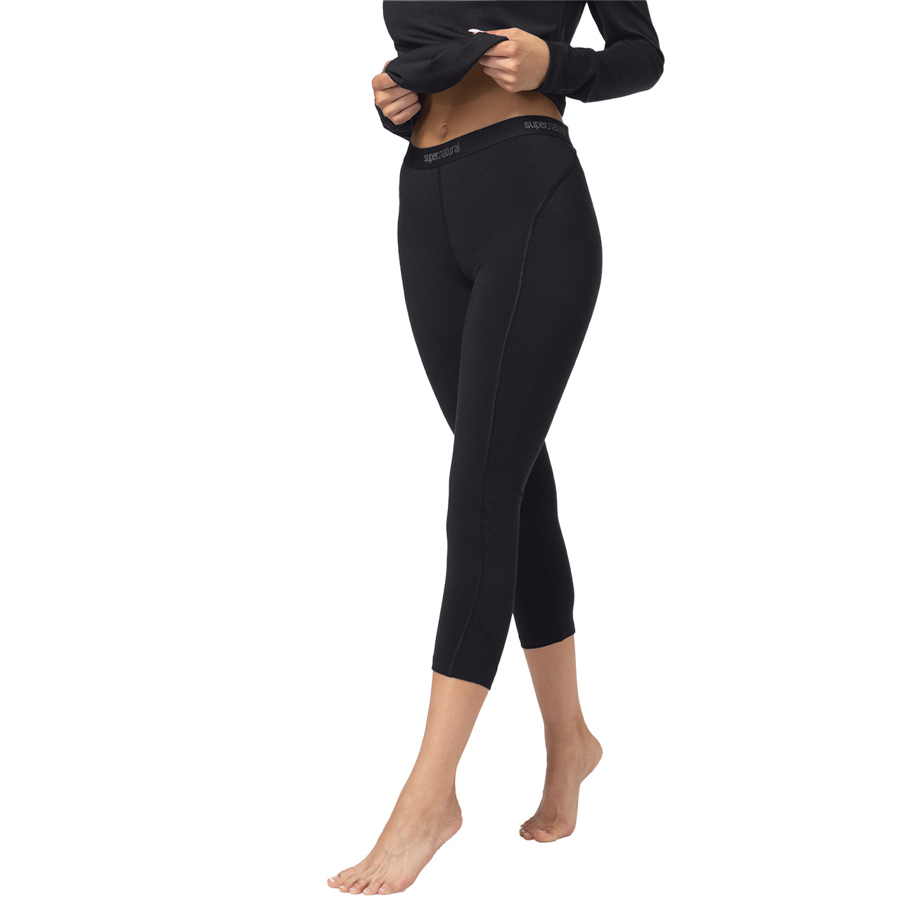 super.natural Damen Merino 3/4 Hose ARCTIC 230 jet black 26/27 - L