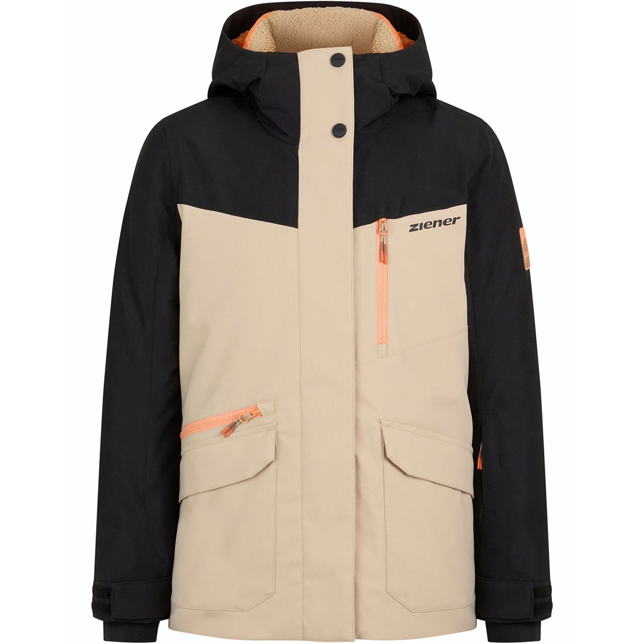 Ziener Kinder Skijacke AKONIA taupe/black 26/27 - 152