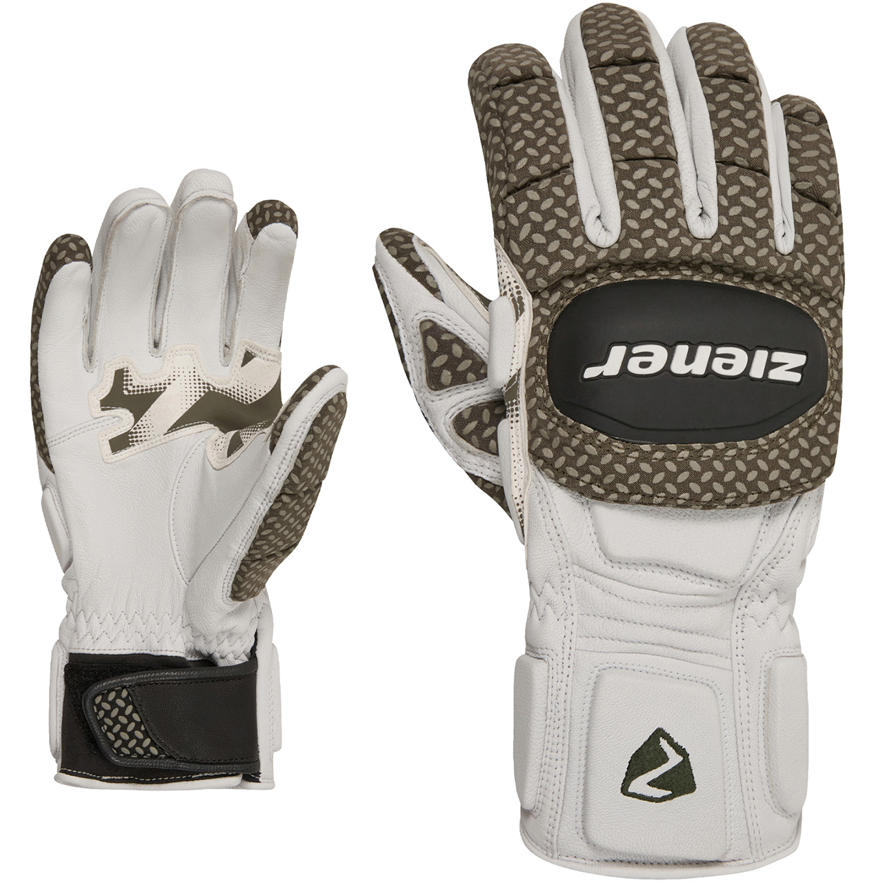 Ziener Herren Handschuh GATOS PR white/deep olive 26/27 - 10,0