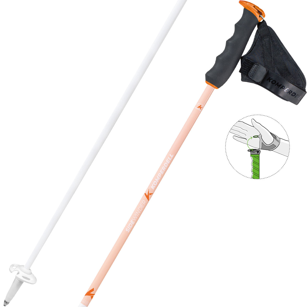 Komperdell Sidewinder Carbon white/peach fuzz 26/27 - 120 cm