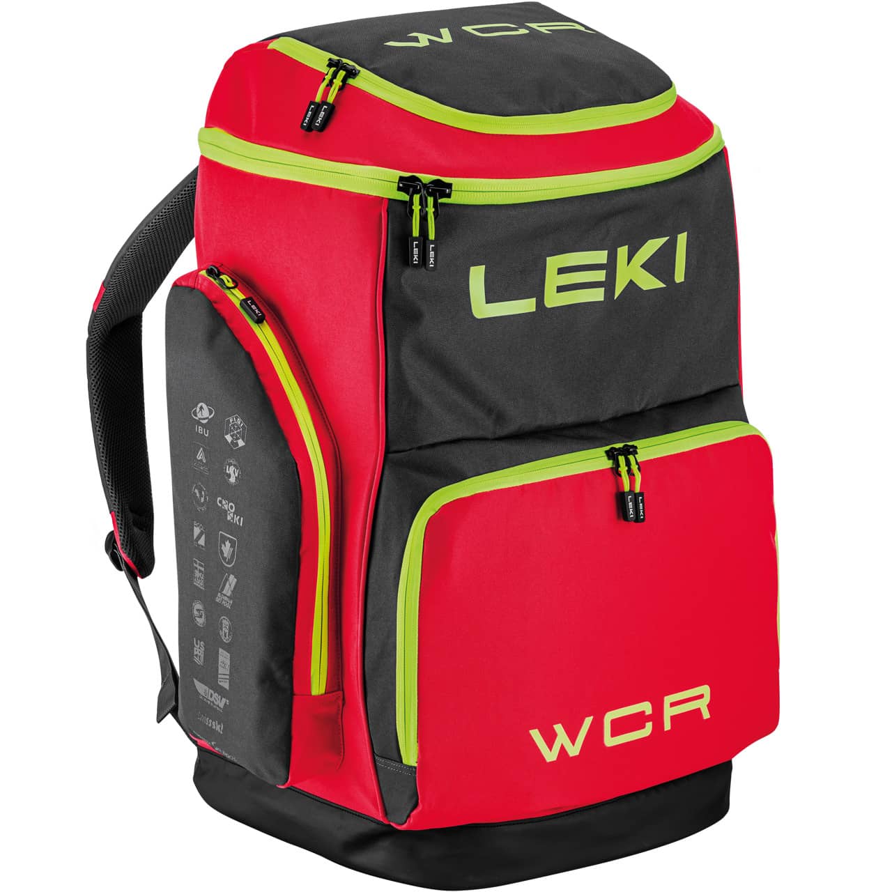 LEKI スキーアルペン　TRIGGER 3D WCR バックパック　85L Leki Skiboot Bag WCR 85L bright red/black/neonyellow | XSPO