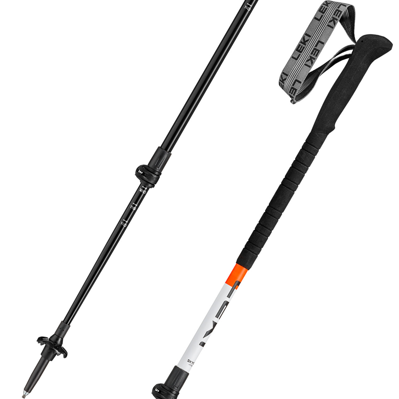 Leki Skysolo white/black/neonorange