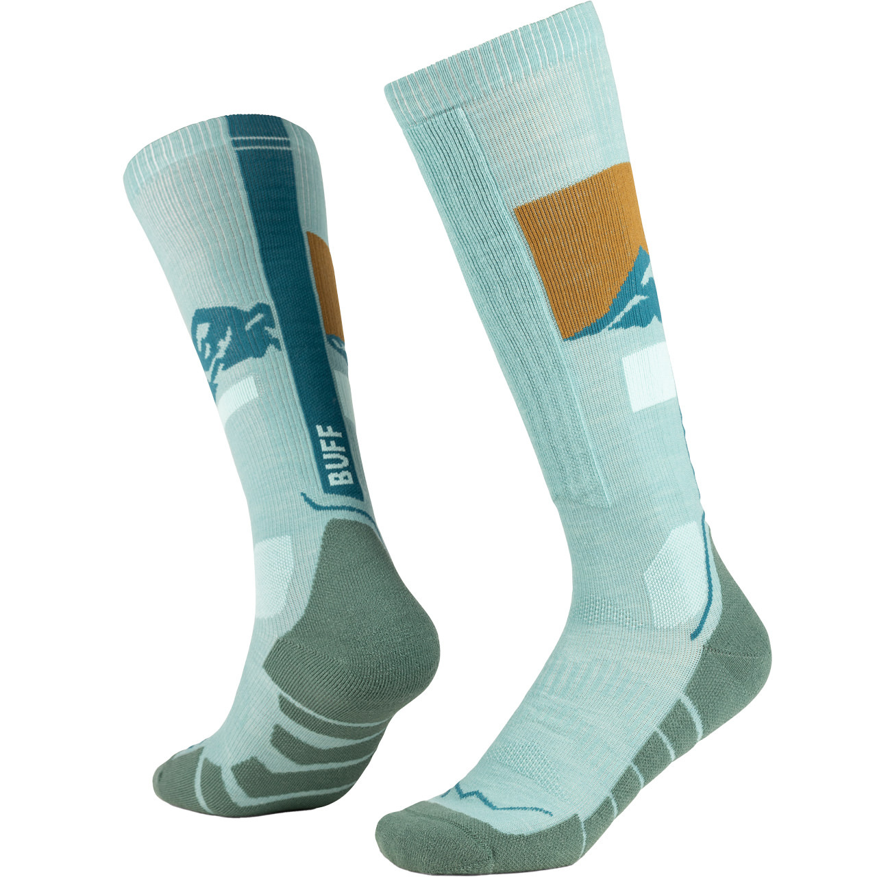 BUFF Damen Merino Skisocken OVER THE CALF see green - M = 39 - 41 - Farbe: tuerkis