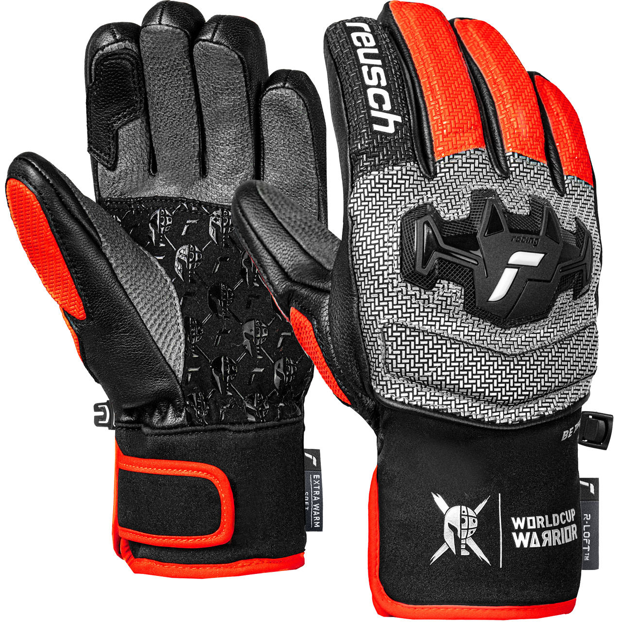 Reusch Kinder Skihandschuh WORLDCUP WARRIOR GS black/silver/fluo red 26/27 - 5,0