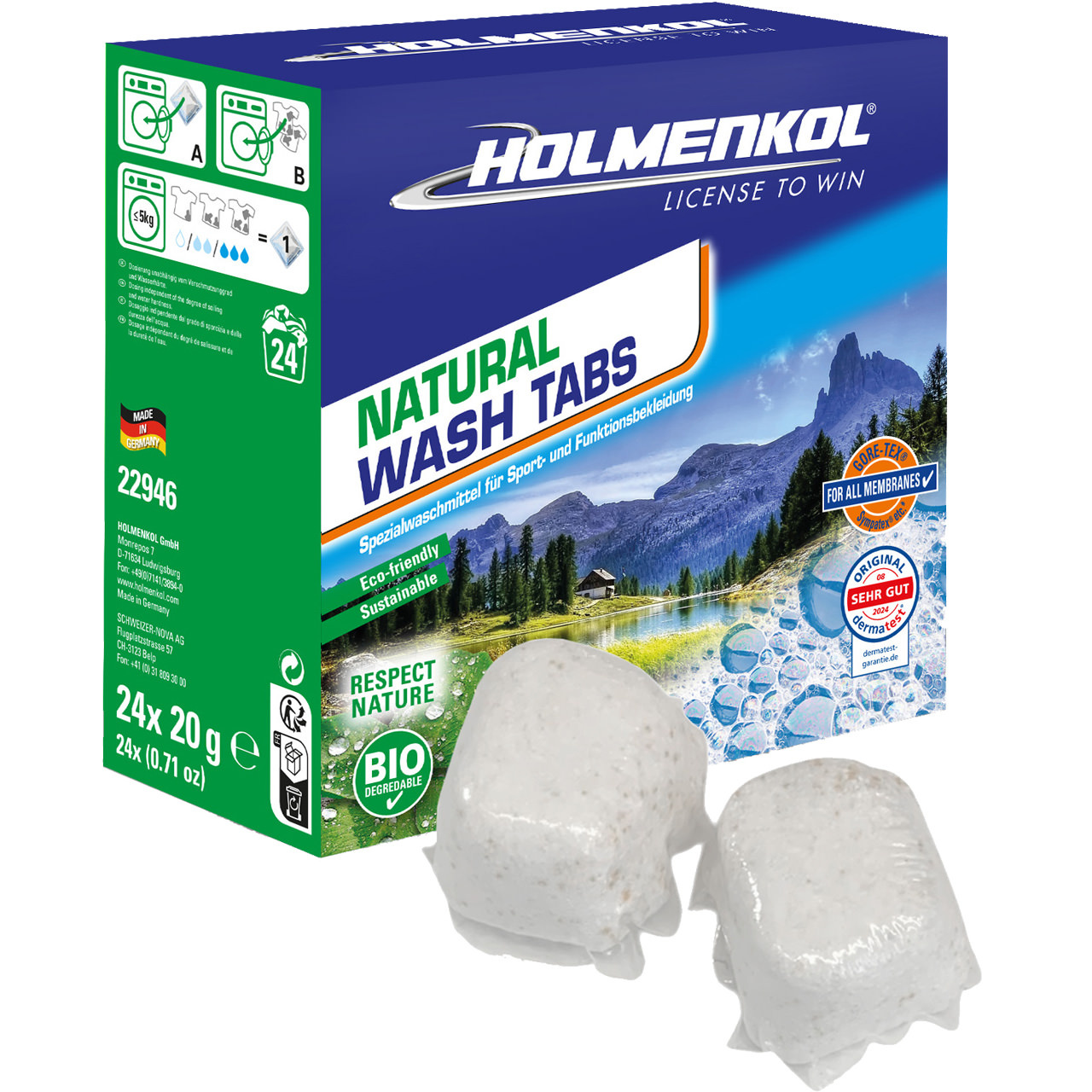 Holmenkol Natural Wash Tabs (24 x 20 g)