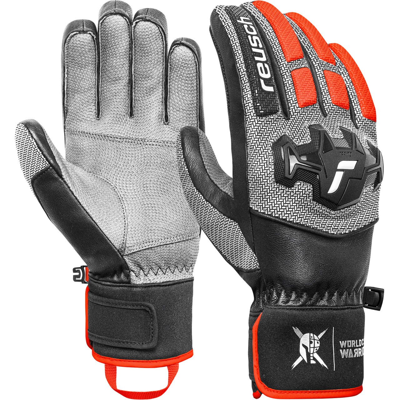 Reusch Herren Handschuh WORLDCUP WARRIOR TEAM black/silver/fluo red - 10,0