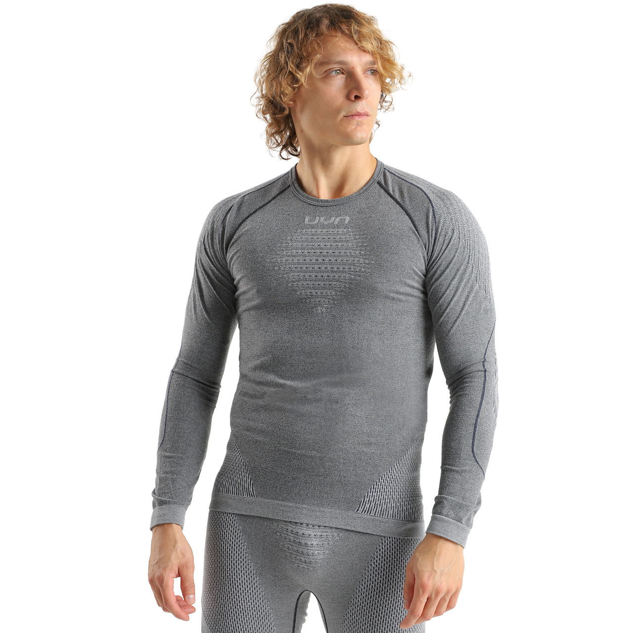 UYN Herren Langarm Shirt EVOLUTYON BIOTECH dark grey melange/blue - L/XL